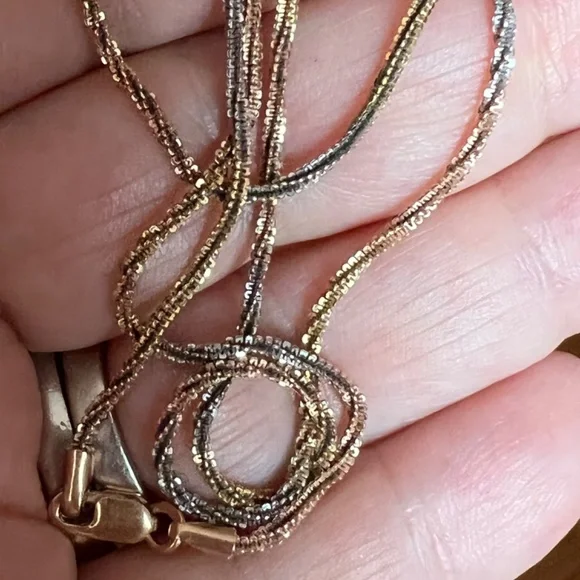 VINTAGE RUSSIAN 14K TRICOLOR GOLD TWISTED SNAKE CHAIN UNIQUE RARE FIND STAMPED
